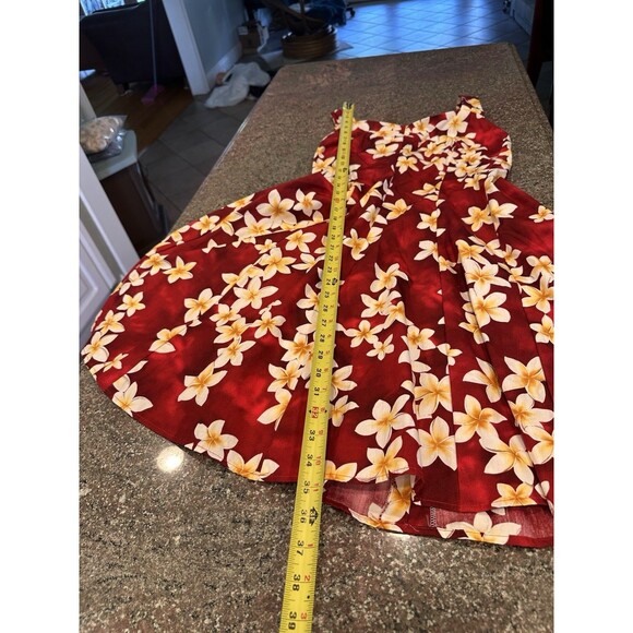 Vtg 80s Hawaiian Royal Creations Smocked Halter Pleated Bust Circle Sun Dress L - Picture 11 of 14